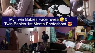 vlog#42||My Twin Babies Face reveal😘||Twin Babies 1st Month Photoshoot 😍||vinutha Kannada vlog
