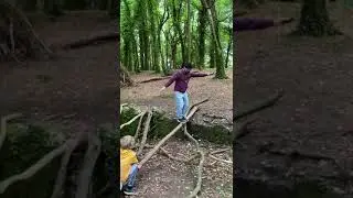 Man Falls Hard While Trying to Walk Across Branch to Cross Ditch - 1533798