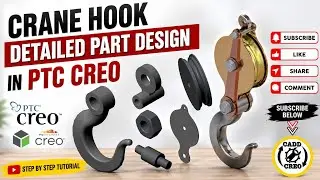 Crane Hook Part Design | Crane Hook Surface Design | Crane Hook 3D Design | Solid cadd Creo