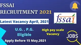 FSSAI Recruitment 2021, सरकारी जॉब्स अप्रैल, 2021  Food safety & Standard Authority of India #shorts