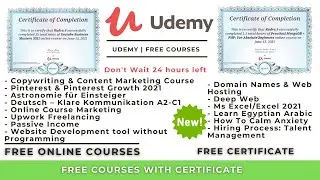 Udemy Free Courses With Free Certificates | Certified Free Online Courses 