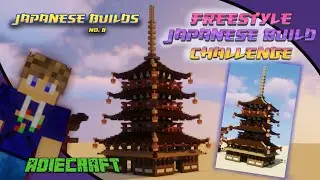 Freestyle Minecraft Japanese Pagoda Challenge - Only using grown blocks - Japanese Build Time-lapse