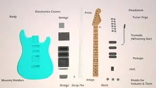 I animated an Electric Guitar into an exploded view (Knolling Animation)