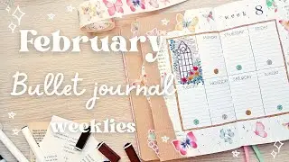 ✨ February 2024 Weeklies Windows and Butterflies Bullet Journal 🌹