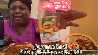 Poorman Meal Eating Hotdogs with Chili