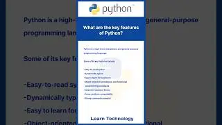 Features of Python | Python Interview Questions (1) | #python #learnpython #pythonprogramming