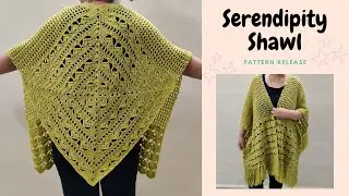 Serendipity Shawl - Crochet Poncho Shawl Pattern - Available on Etsy and Ravelry