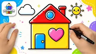 Cum Sa Desenezi O CASA Cu Soare Si Un Nor (Peisaj) | Usor Pas cu Pas Tutorial pentru Incepatori