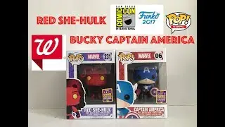 SDCC 2017 FUNKO POP UNBOXING & REVIEW| Bucky Captain America & Red She-Hulk