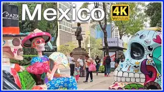 【4K】WALK Mexico City 4k video TRAVEL VLOG Skulls in CDMX hdr