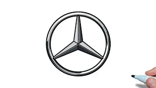 How to draw a MERCEDES-BENZ logo easy | Drawing mercedes car company logo step by step