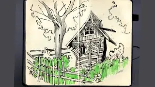 squiggly house drawing