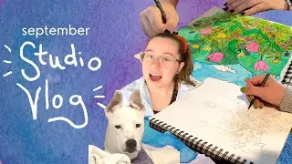 Prepping for Peachtober, using colored inks, starting figure drawing classes | September Studio Vlog