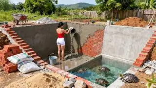 TIMELAPSE | Building a Brick Turtle Breeding Tank for a Turtle Farming Project
