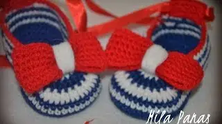 Вяжем детские пинетки  крючком - 