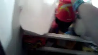 Taking some food behind grandmas back she won't notice