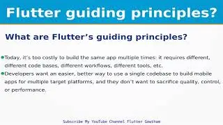What are Flutter’s guiding principles ? | Mobile(Android,iOS),Web,Desktop,Embedded