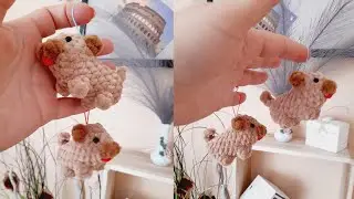 Tutorial crochet doggie pug keychain, plush mini pug crochet, easy and quick doggy keychain.