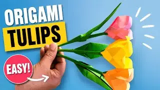 How to Make Paper Tulips | Easy Origami Tulip Flower Step by Step|Origami Tulip Tutorial