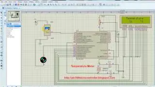 Temperature meter using pic18f2550 Microcontroller in Proteus