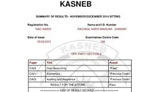 KASNEB EXAM RESULTS