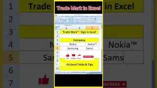 Trade Mark Sign Excel 