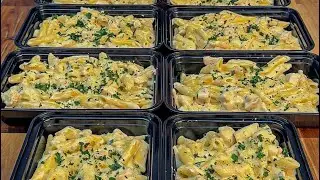High Protein Creamy Chicken Alfredo 🍗🍝 62g Protein Meal Prep 💪🏼 #mealprep #highprotein