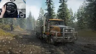 Delivery of concrete slabs - SnowRunner(Caterpillar CT681) | Thrustmaster TMX gameplay