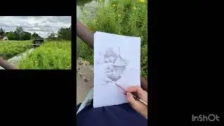 Рисуем купель на реке Горетовка карандашом .