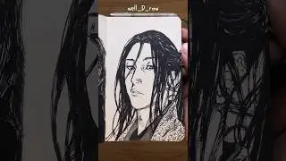 [ASMR] Drawing Kojiro ⚔️ - Vagabond #satisfying #shorts #asmr