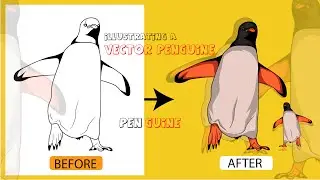 How to draw a cartoon Penguin  in  Adobe Illustrator /Adobe Illustrator cartoon speed art
