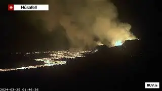 Reykjanes Eruption - Lava River Time Lapse March 25 2024