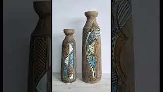 Marian Zawadski for Tilgmans Keramik 1966 Mid Century Modern Sgraffito Sculptural Bottle Floor Vase