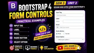 Bootstrap 4 Form Controls | Input Tag, Label, Email, Radio Button & Select Option | vnsgu | Part 2