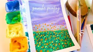 Painting 'Studio Ghibli' Scene Inspired With Jelly Gouache / Cosmos Field Aesthetic