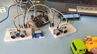 LCD, Ultrasonic sensors & Servo Motor (Entry) - IPR (Carpark Entry & Exit System)