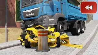 Reverse Cars vs Bollards – BeamNG Drive#36