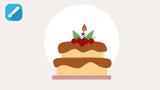 Infinite Design App Tutorial | Birthday's Cake Flat Ilustration