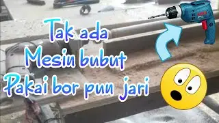 Membuat mesin bubut kayu pakai bor tangan