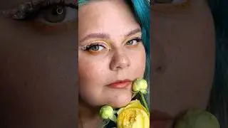 Повторяю макияж с Pinterest.Жёлтый макияж с инкрустацией. 