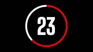 60 Second Countdown Timer Red and White on Black Screen for Workout and Fitness Videos