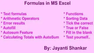 1. Formulas in MS Excel | Class 7| CBSE