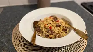 Beef peppers spaghetti