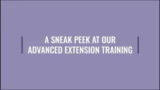 A Sneak Peek into our Advanced Extension Training