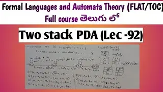two stack PDA in automata theory  | 2 stack pushdown automata example