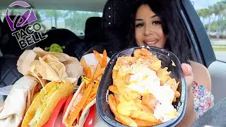 TACO BELL NEW SECRET AARDVARK NACHO FRIES, CANTINA CHICKEN BURRITO, DORITOS CHEESY GORDITA MUKBANG!!