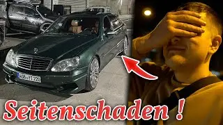 Frisch lackiertes Auto an die Wand gesetzt !