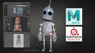 Maya and Substance Painter Model and texture Old 3D Robot _ intro. (full free course)