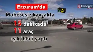 Erzurum'da mobesesiz kavşakta kural tanımayan sürücüler