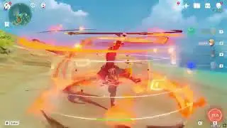 Genshin Impact 2.2 - Thoma elemental burst fire DPS showcase